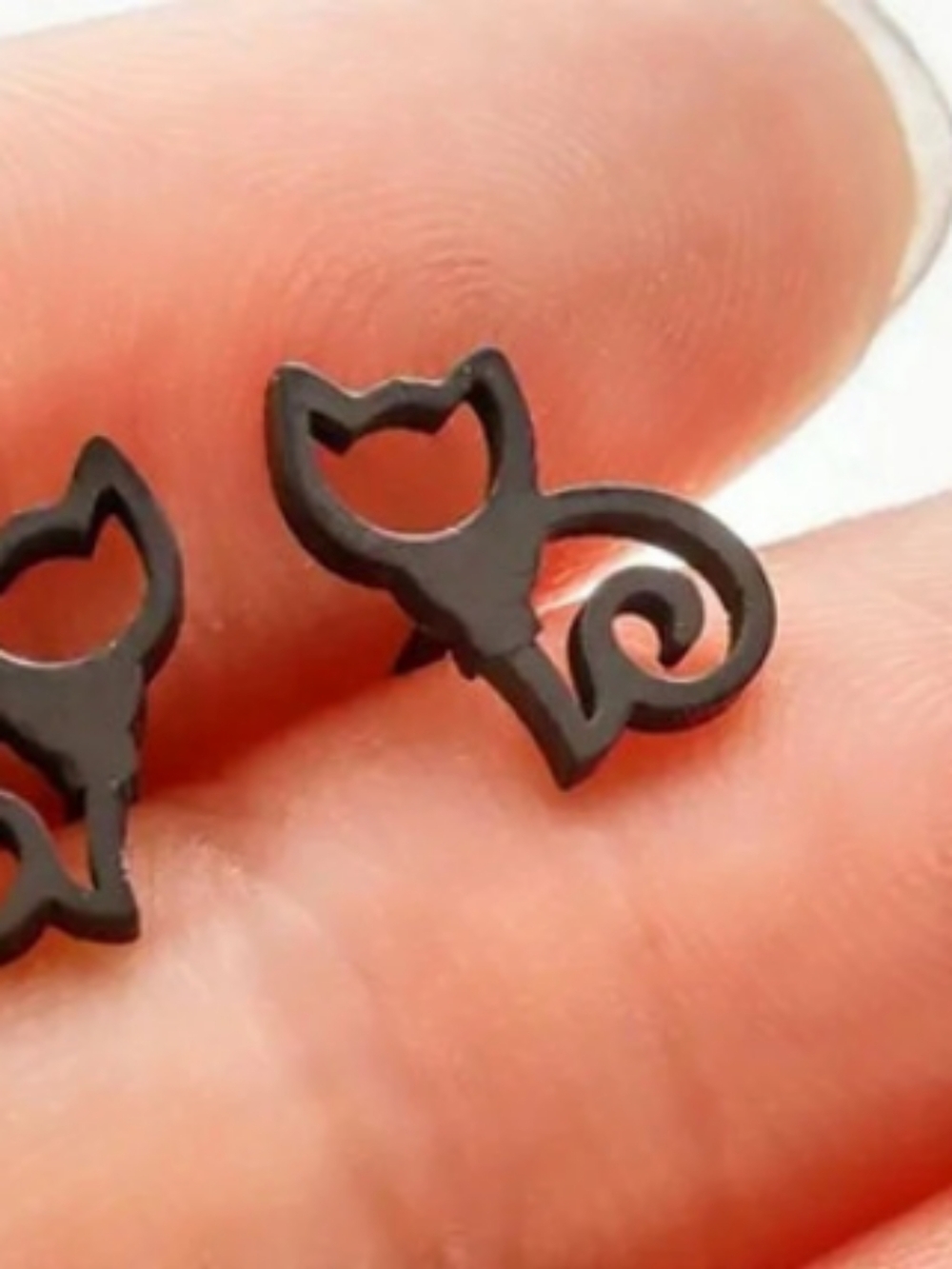 Black Cat Stud Earrings Like New